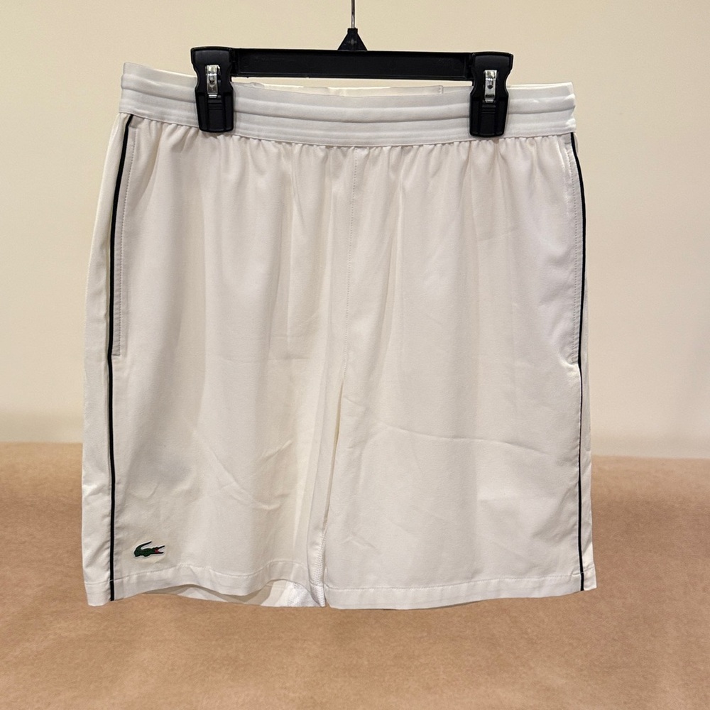 Lacoste Men's Athletic Shorts in White with Black Accents